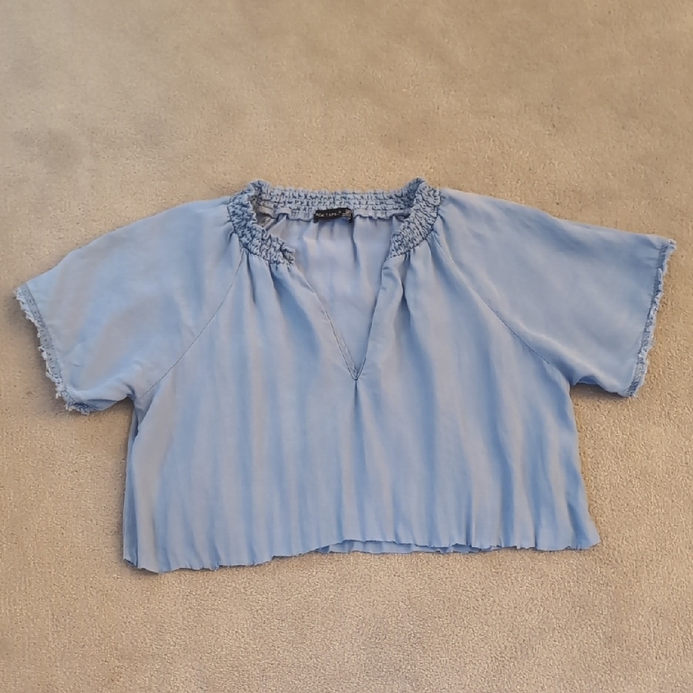 Black Tape Light Blue Blouse